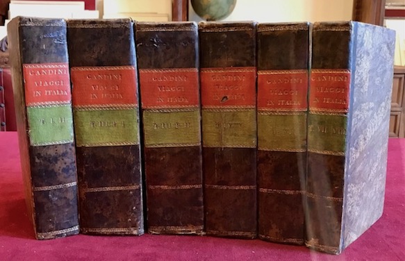 Francesco Gandini  Viaggi in Italia. Ovvero descrizione geografica, storica, pittorica, statistica, postale e commerciale dell'Italia. Volume I (... Volume VIII) 1831-1832 Cremona dalla Tipografia Manini (nel frontespizio generale dell'opera) - presso Luigi De-Micheli (all'inizio di ciascun volume) 